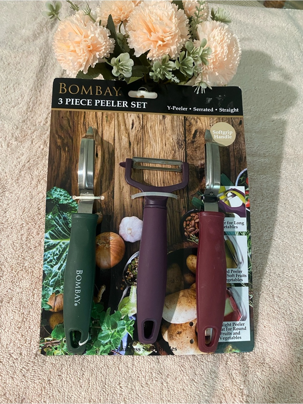 Bombay 3-Piece Peeler Set — Green, Purple, Red Wine